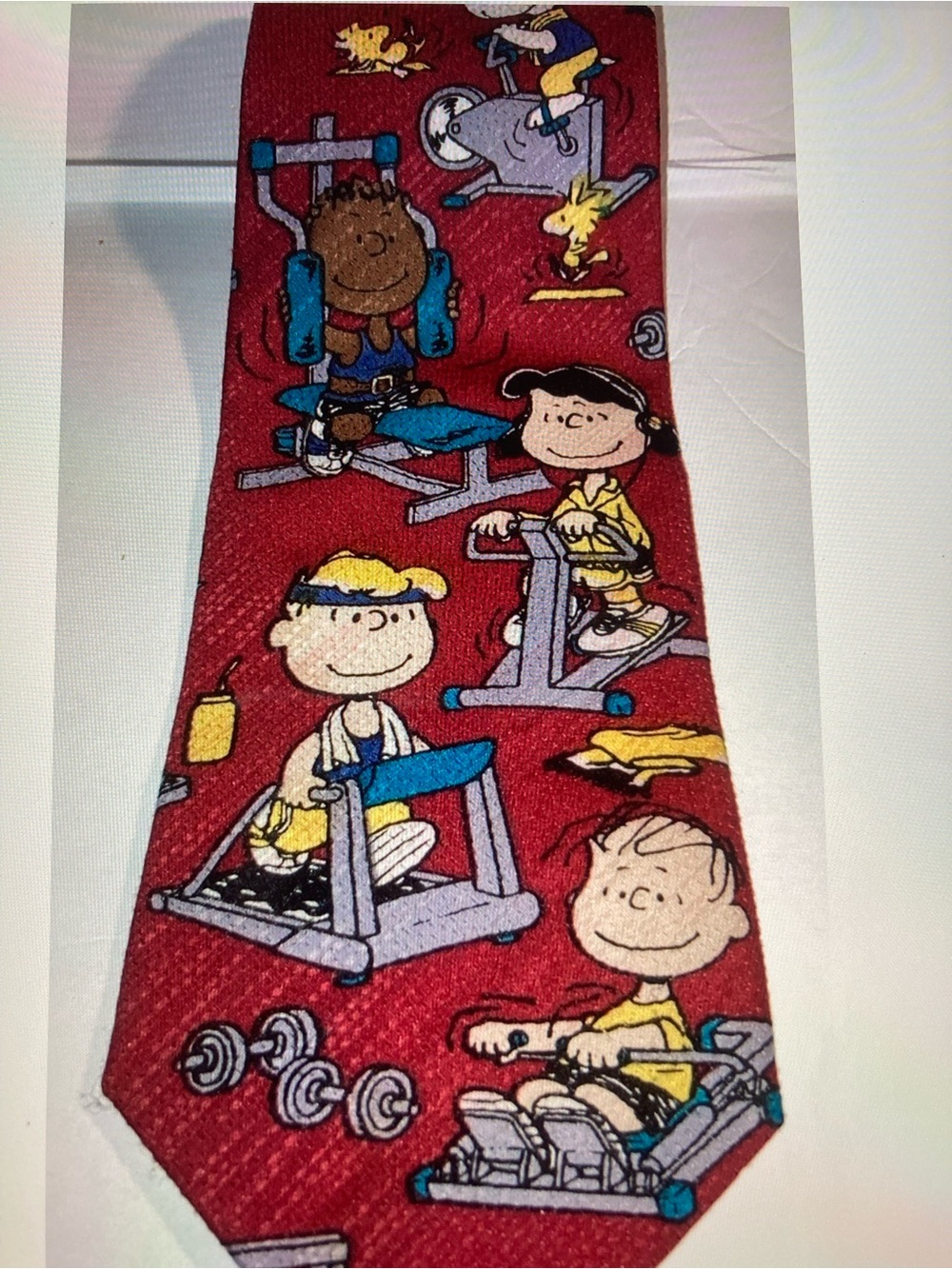 Charlie Brown and Gang Novelty Necktie Peanuts Workout Cartoon Tie - Red